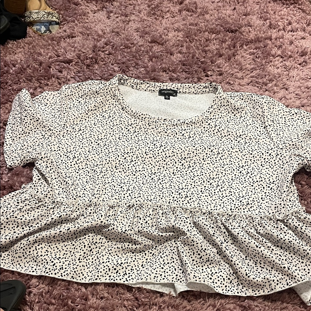 Women's Black and White Polka Dot Top